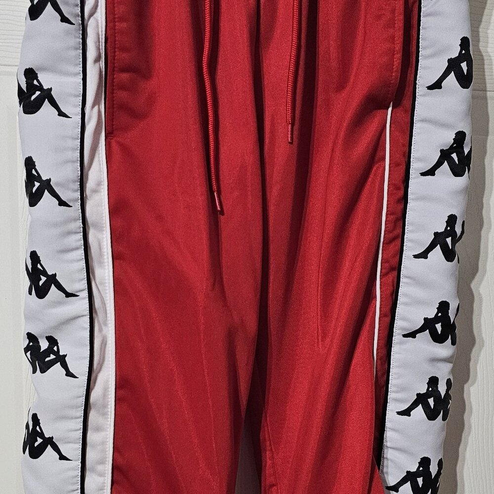 Kappa Red/White Size Small Trackpants with Snaps